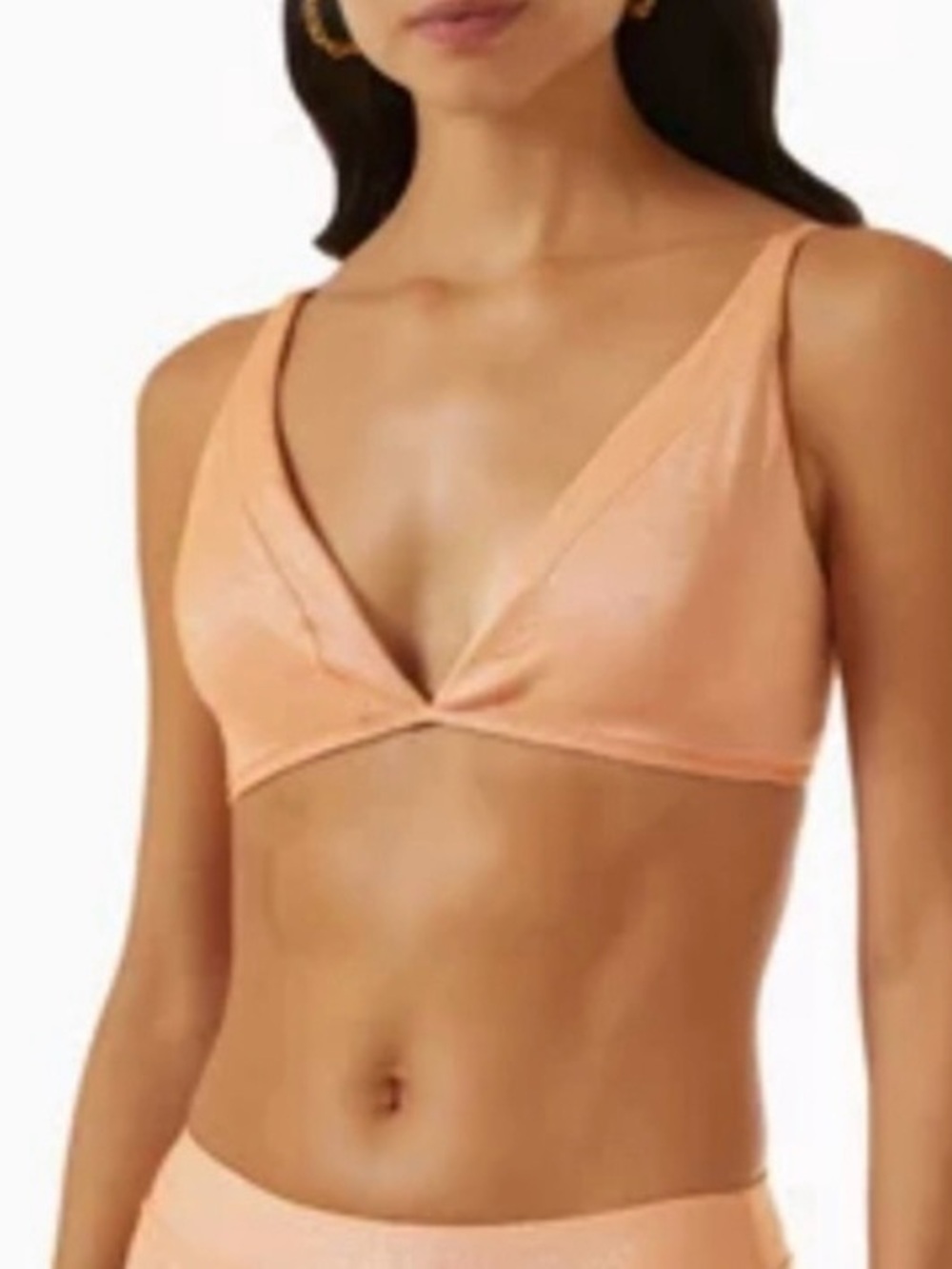 PQ Swim Skylar Halter Bikini Top Tie Back Citrine Women's Size Small New